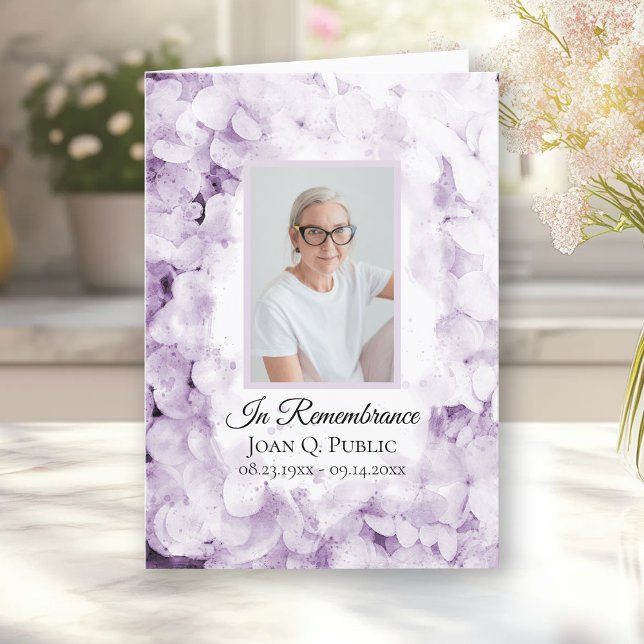 Programa Flores de Hydrangea Roxo Serviço Funeral Dobrado (Criador carregado)