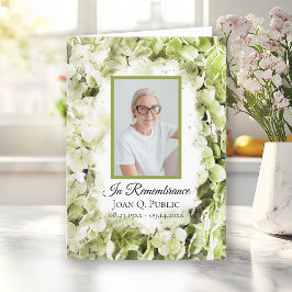 Programa Flores de Hydrangea Verde Serviço Funeral Dobrado