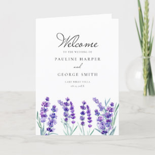 Programa Flores de Lavanda de Aquarela Boletim de Casamento