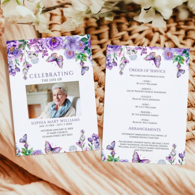 Programa Flores Roxas Ordem Funeral de Serviço (Criador carregado)