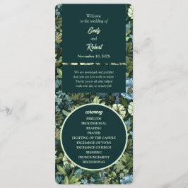 Programa Flores selvagens vitorianas azuis e verdes, românt