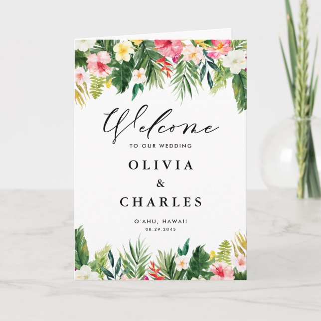 Programa Flores Tropicais Aquarela Casamento de Verão (Frente)