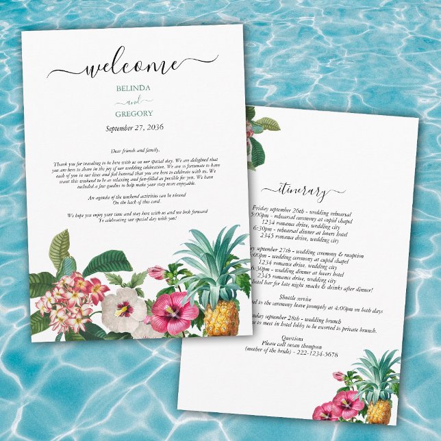 Programa Flores Tropicais e Casamento Verde Itinerário (Tropical Flowers & Greenery Wedding Itinerary Program)