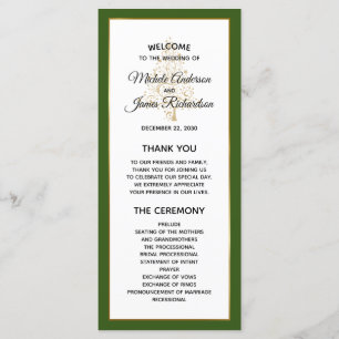 Programa Floresta Elegante Verde Dourado Casamento Férias d