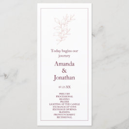 Programa Folha simples, branca e rosa, limpa | Casamento Mo