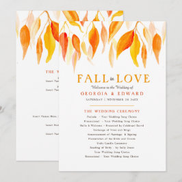 Programa Folhas de laranja caindo aquarela casamento automá