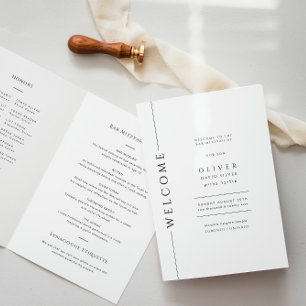 Programa Folheto do Bar preto e branco moderno Mitzvah dobr