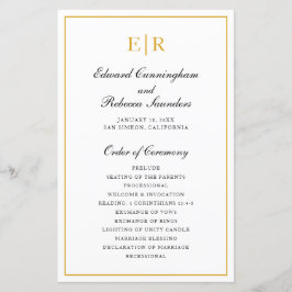 Programa Formal de Casamento do Monograma Dourado 