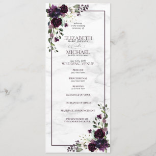 Programa Formal Plum Purple Watercolor Casamento