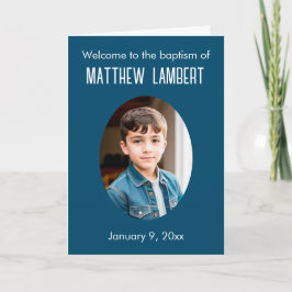 Programa Foto Azul Escuro Frente Polka-Dot Dobrado Batismo