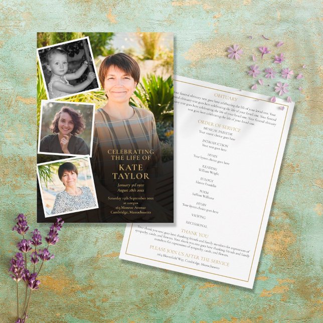 Programa Foto Colagem Funeral Memorial Order Of Service (Criador carregado)