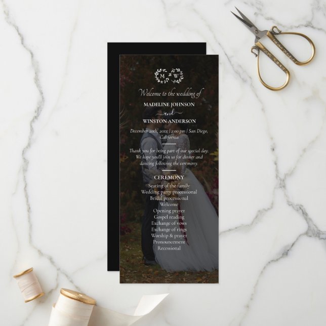 Programa Foto De Casamento Branco E Preto Moderno (Frente/Verso In Situ)