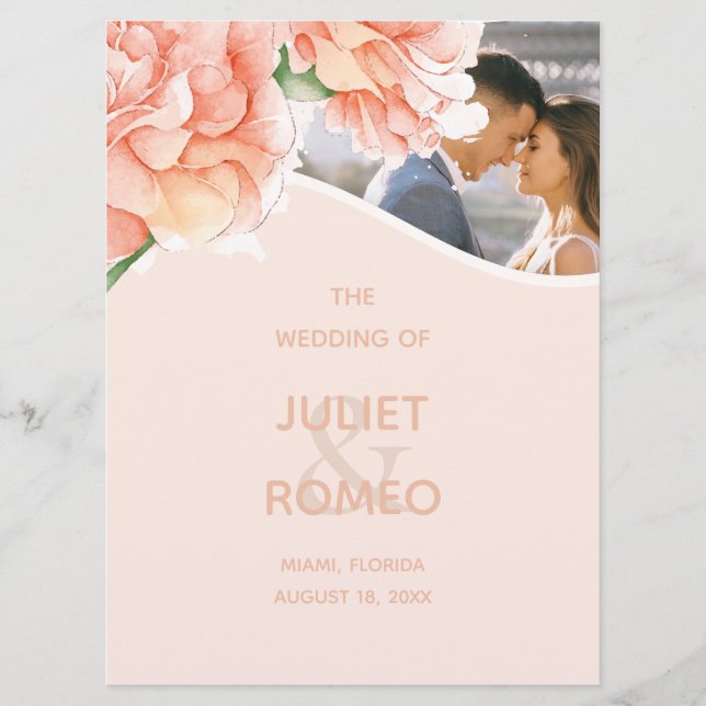 Programa Foto de Casamento Floral Moderno (Frente)