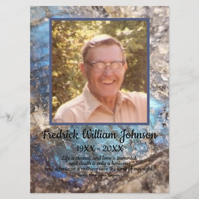 Programa Foto do Funeral Labradorite Verde Azul (Frente)