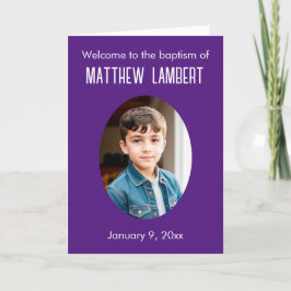 Programa Foto Roxo Escuro Frente Polka-Dot Dobrado Batismo