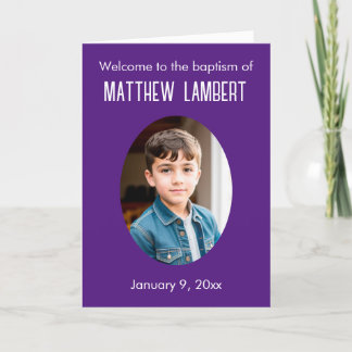 Programa Foto Roxo Escuro Frente Polka-Dot Dobrado Batismo