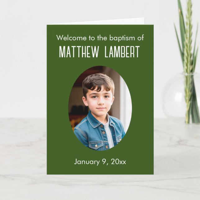 Programa Foto Verde Escuro Frente Polka-Dot Dobrada Batismo (Frente)