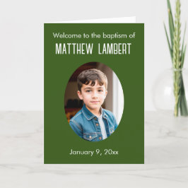 Programa Foto Verde Escuro Frente Polka-Dot Dobrada Batismo