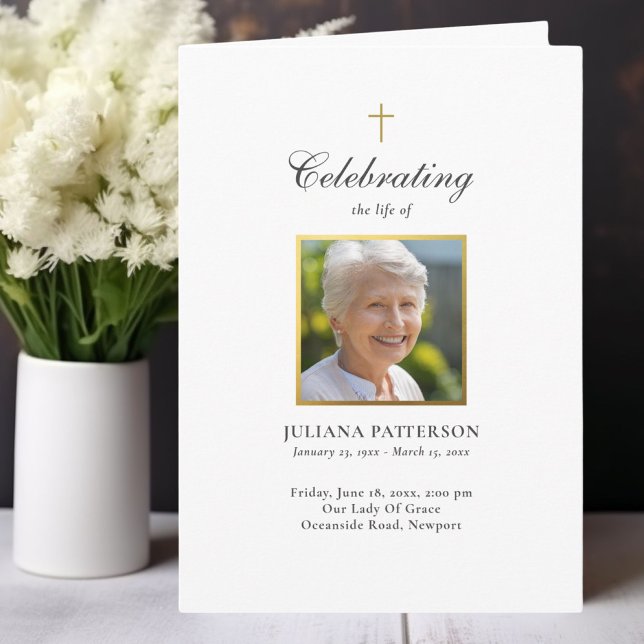 Programa Fotos Douradas Simples Ordem Funeral de Serviço (Criador carregado)