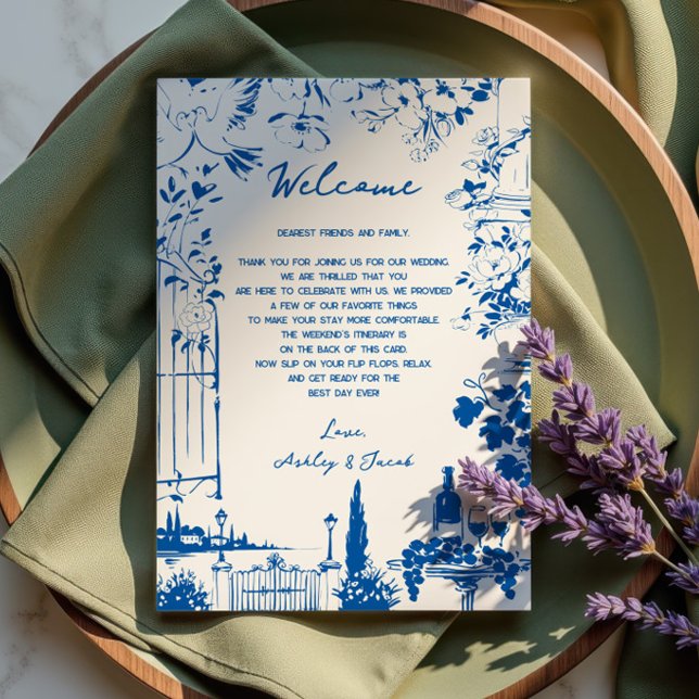 Programa French Blue Pastoral  Wedding Letter and Itinerary (Criador carregado)
