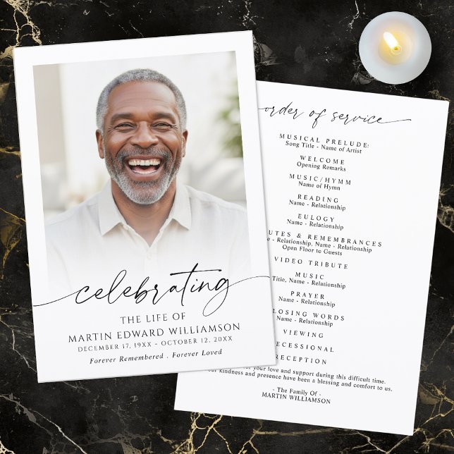 Programa Funeral Celebration of Life Order of Service Photo (Criador carregado)