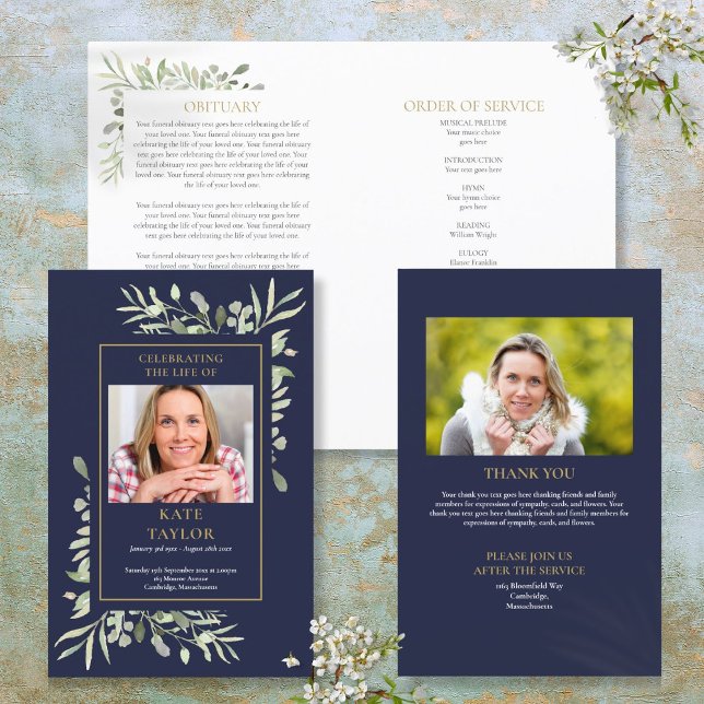 Programa Funeral Da Folha De Serviço Da Ordem Azul (Blue Order Of Service Foliage Funeral Program)