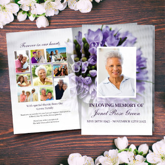Programa Funeral de Buquê Roxo em Memória Amante