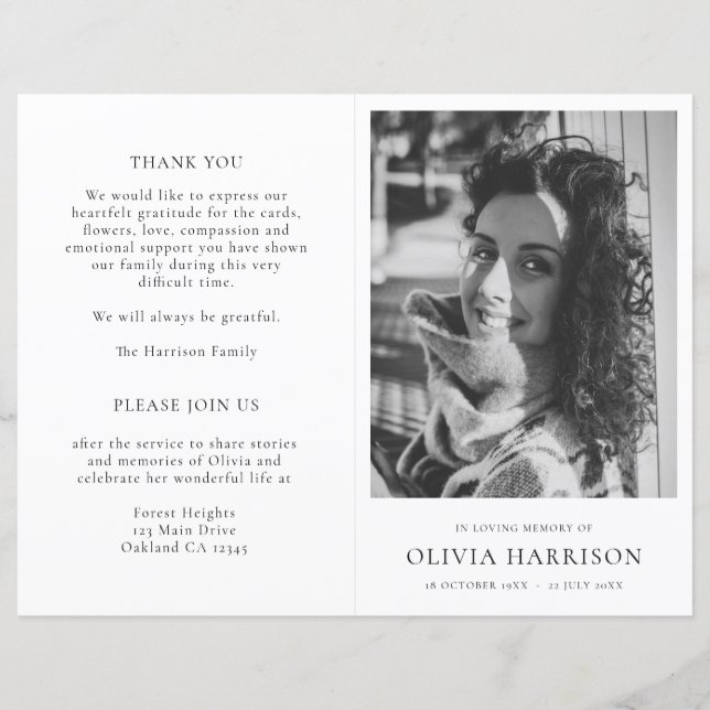 Programa Funeral de Ordem de Serviço Memorial Míni (Frente)