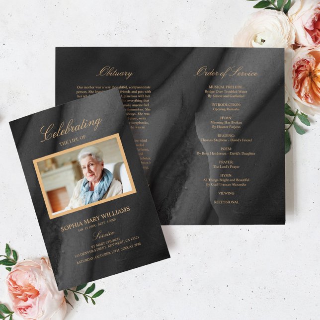 Programa Funeral Dourado e Preto | Ordem de serviç (Criador carregado)