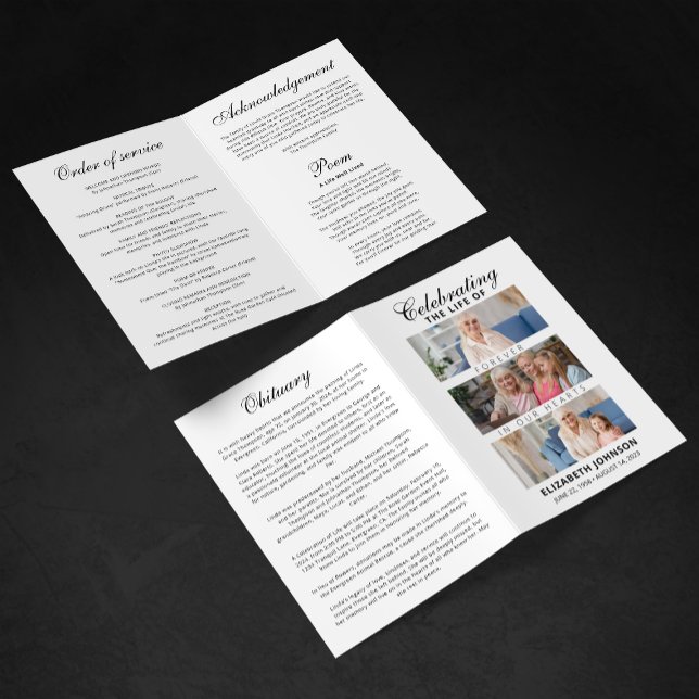 Programa Funeral Elegante com Colagem de Fotos (Criador carregado)