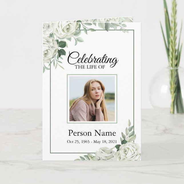 Programa Funeral Floral de Rosa Branca Modelo (Frente)