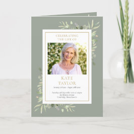 Programa Funeral Greenery Memorial Order Of Service Dobrado