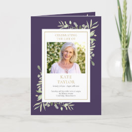 Programa Funeral Greenery Memorial Order Of Service Dobrado