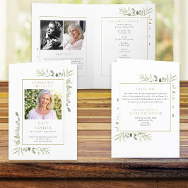 Programa Funeral Greenery Memorial Order Of Service Dobrado