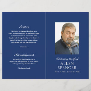 Programa Funeral Moderno Azul-Marinho Elegante Sim