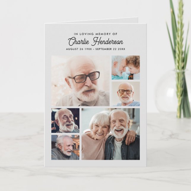 Programa Funeral Moderno De 9 Fotos Dobrados/Celebração Da  (Frente)