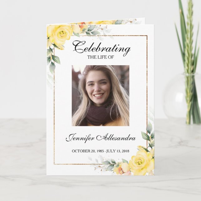 Programa Funeral Order of Service Greenery Memorial Program (Frente)