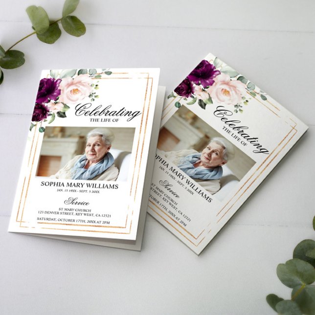Programa Funeral Purple & Blush | Ordem de serviço (Criador carregado)