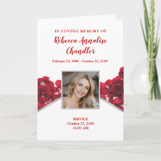 Programa Funeral Rosa vermelha | Programa Memorial