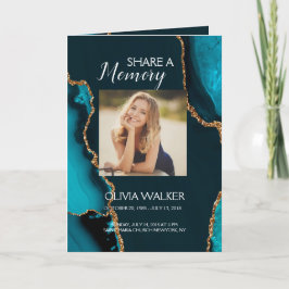 Programa Funeral Turquesa e Dourada