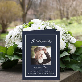 Programa funerário elegante de foto prata azul