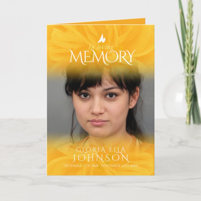 Programa funerário - Ordem de serviço - foto rosa  (Frente)