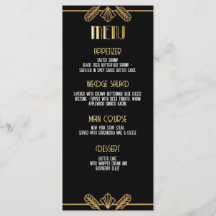 Gatsby, Art Deco, mistério de assassinato, cardápi