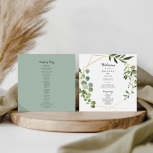 Programa Geométrico Dourado de Casamento Verde Tro