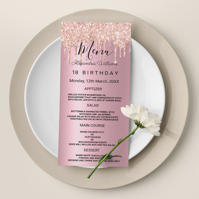 Programa Glam rosa rosa rosa rosa-rosa dourado pingar Progr (Glam pink rose gold glitter drips Birthday Program )