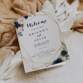 Programa Gold Geometric Winter Floral Folded Wedding