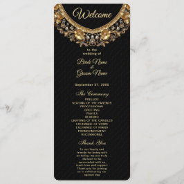 Programa Golden Ornate Frame Wedding Program