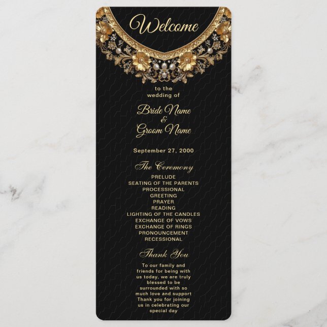 Programa Golden Ornate Frame Wedding Program (Frente)
