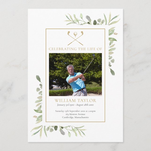 Programa Golfer Funeral Memorial Order Of Service (Frente)