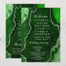 Programa Green and Silver Agate Wedding Program